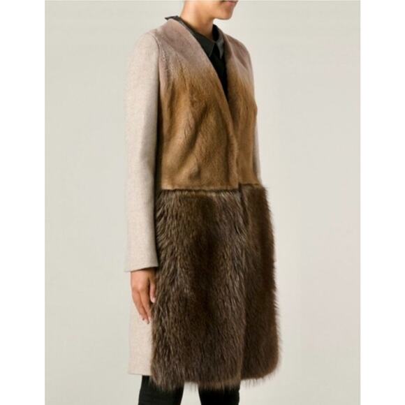 Vintage AGNONA Italian Brown Fur Cashmere Coat, Size 38, US 4 Small - Picture 2 of 10